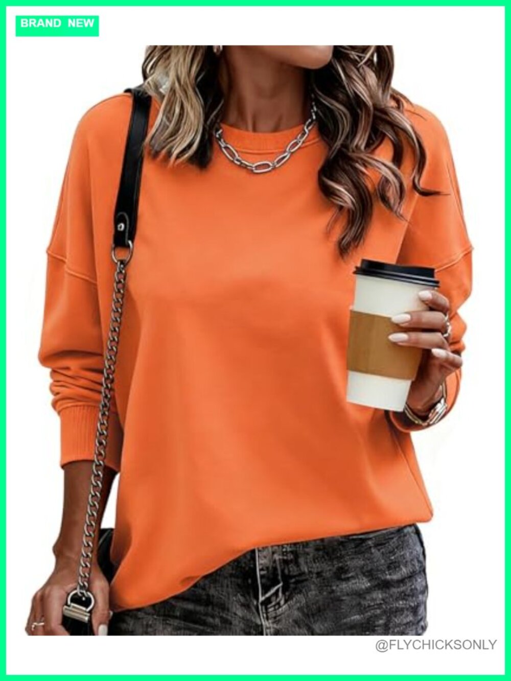 Womens Casual Crewneck Sweatshirt Long Sleeve Pullover Top Fall